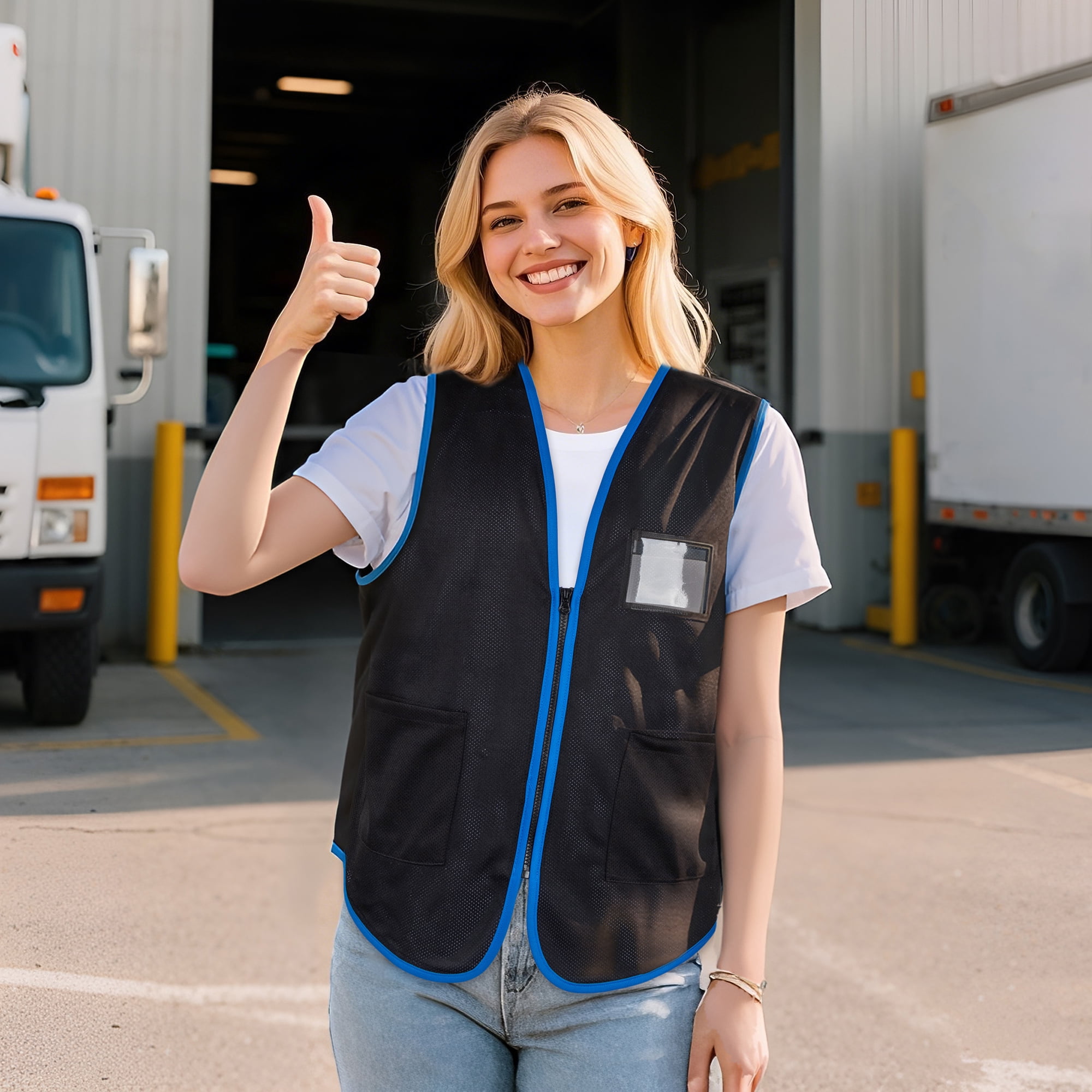 TOPTIE Supermarket Employee Volunteers Uniform Vest Unisex Zipper