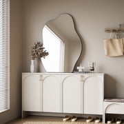BEAUTYPEAK 24 x 32 Vanity Mirror Wall Wavy Mirror Bathroom Mirror Decor , Black