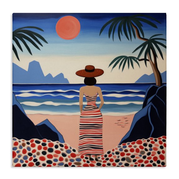 Stupell Industries Coastal Patterned Woman on Beach Canvas Art, 30 x 30, by Lazar Studio