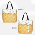 thumbnail image 2 of Wukai White Ice Cream Print Reusable Grocery Bag Shopping Bags with Zipper Shoulder Shopping Handle Bag Suitable for Outdoor Convenient Daily Bag, 2 of 8