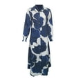 thumbnail image 4 of Ketyyh-chn99 Robe Formelle Femme 2024 Robe Maxi Ample Col en V T-Shirt Coton Lin Décontracté Surdimensionné Haut Blouse Robe Robes d'Été Été Marine,TG, 4 of 4