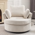 thumbnail image 2 of Aukfa Swivel Accent Chair, Oversized Barrel Chair Read Chair for Living Room Bedroom, Beige, 2 of 11