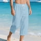 thumbnail image 2 of Pocket Chart Stand Style Casual Casual Cordón de Color Sólido de los Hombres Capris con Bolsillo Lateral para Verano Al Aire Libre, 2 of 9
