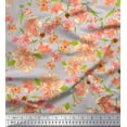 thumbnail image 1 of Soimoi Gray Rayon Fabric Leaves & Floral Print Sewing Fabric BTY 56 Inch Wide, 1 of 1