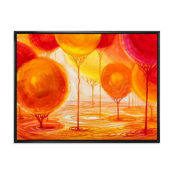 Designart 'Ornamental Colourful Trees II' Modern Framed Canvas Wall Art Print