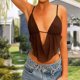 thumbnail image 4 of Chaleco Sin Mangas Y2K Mujeres Irregular Crop Top Girl Sexy Sling Vest Lace Up Streetwear (Marrón S) Ygjytge para Mujer Marrón T 18, 4 of 6