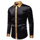 thumbnail image 1 of Blusa y camisa de manga larga con cuello vuelto para hombre, blusa informal de moda con botones y retazos, blusa de manga larga con cuello vuelto, blusa de poliéster para hombre, 1 of 6