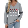 thumbnail image 3 of EchfiProm Womens Christmas Shirts Long Sleeve Dressy Casual Merry Christmas Graphic V Neck Dark Gray Xmas T Shirts for Female, 3 of 3