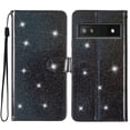 thumbnail image 6 of For Google Pixel 6 Pro Wallet Case Bling Shiny Premium PU Leather with RFID Blocking Card Slots Holder Magnetic Flip Kickstand Shockproof Wrist Strap Cover For Google Pixel 6 Pro, Black, 6 of 7