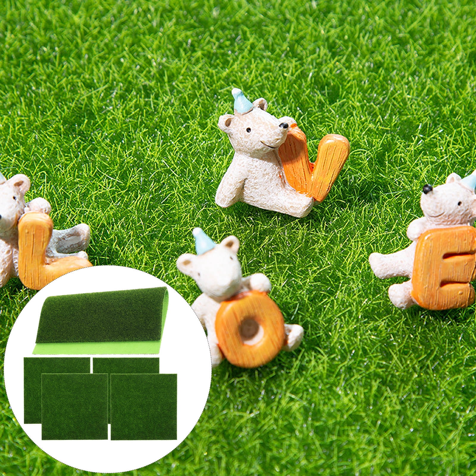 WHAMVOX 5-Pack Outdoor Artificial Moss Turf Grass for Lawn, Garden, Landscape Decoration with Natural Simulation Effect