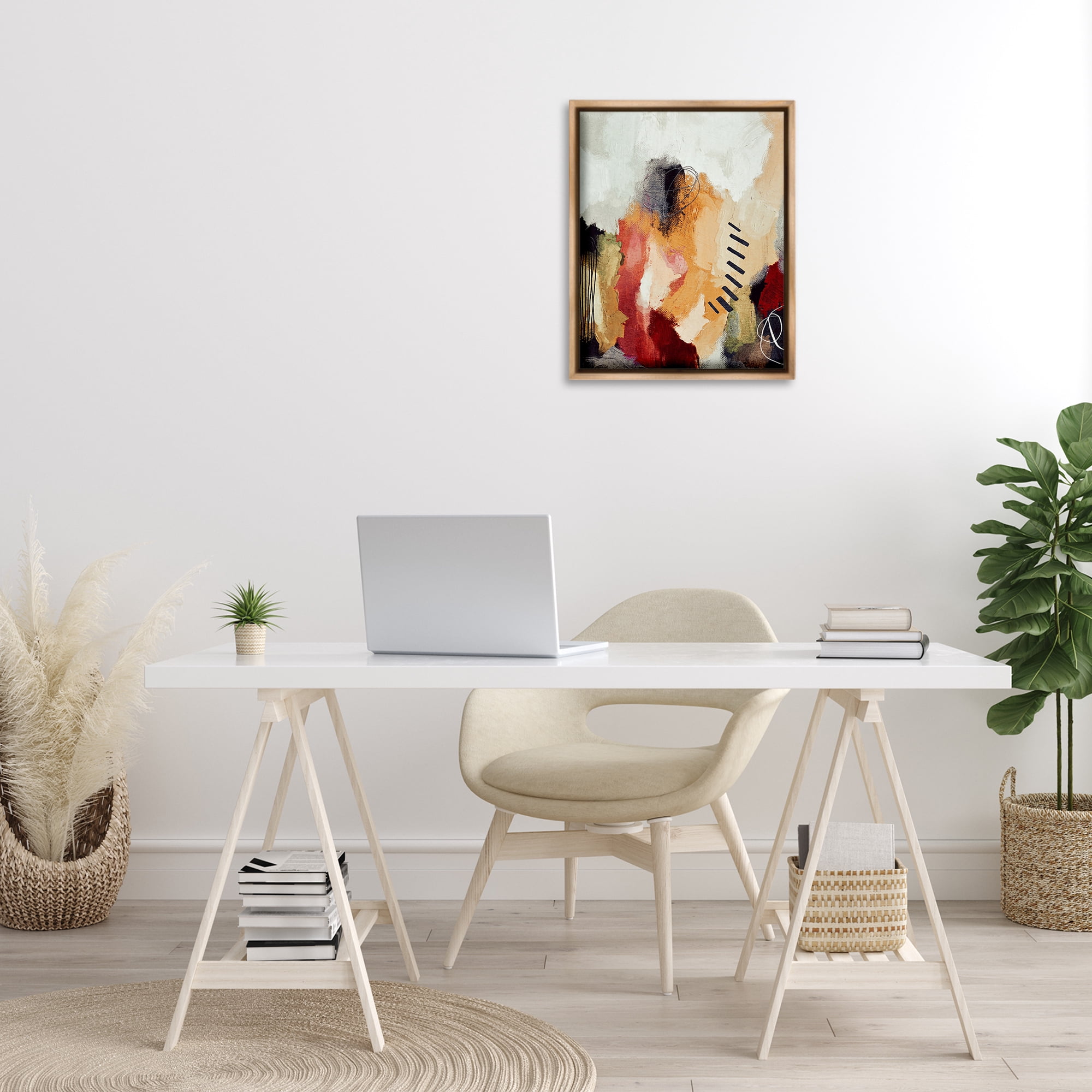 Stupell Industries Abstract Southwestern Pattern Abstract Painting Brown Floater Framed Canvas Art Print Wall Art, 17 x 21