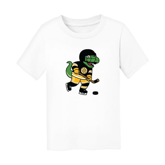 Toddler Chad & Jake White Boston Bruins Dino Hockey Graphic T-Shirt