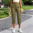 thumbnail image 6 of Womens Capri Pants Lightweight Loose Straight Multi‑Pocket Cropped Hiking Pants Green, 6 of 6