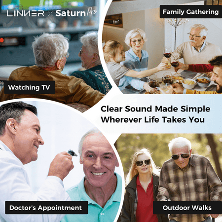 LINNER - Saturn 2 OTC Rechargeable Hearing Aids for Seniors, Discreet & Noise-Canceling – Beige - Beige Gold