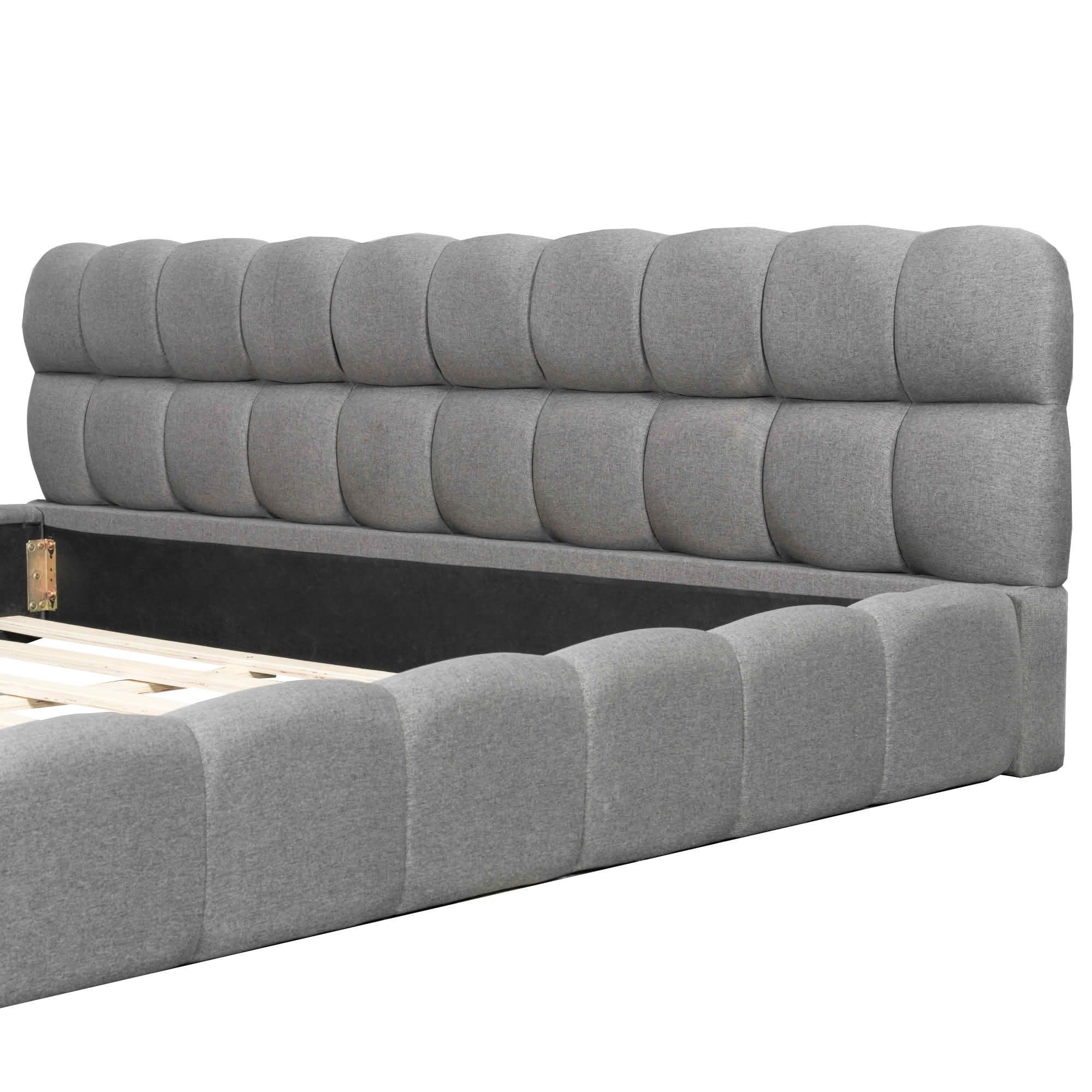 MAYEERTY Linen Upholstered Platform Bed with Elegant Design, Sturdy Stable Frame & Easy Assembly