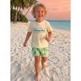 thumbnail image 5 of BemeyourBBs Toddler Baby Boys Fishing Outfit Infant Baby Boys Summer Clothes Short Sleeve Fishi Sailboat Embroidery Letters T-shirt with Pockets Striped Plaid Shorts Set, 5 of 9