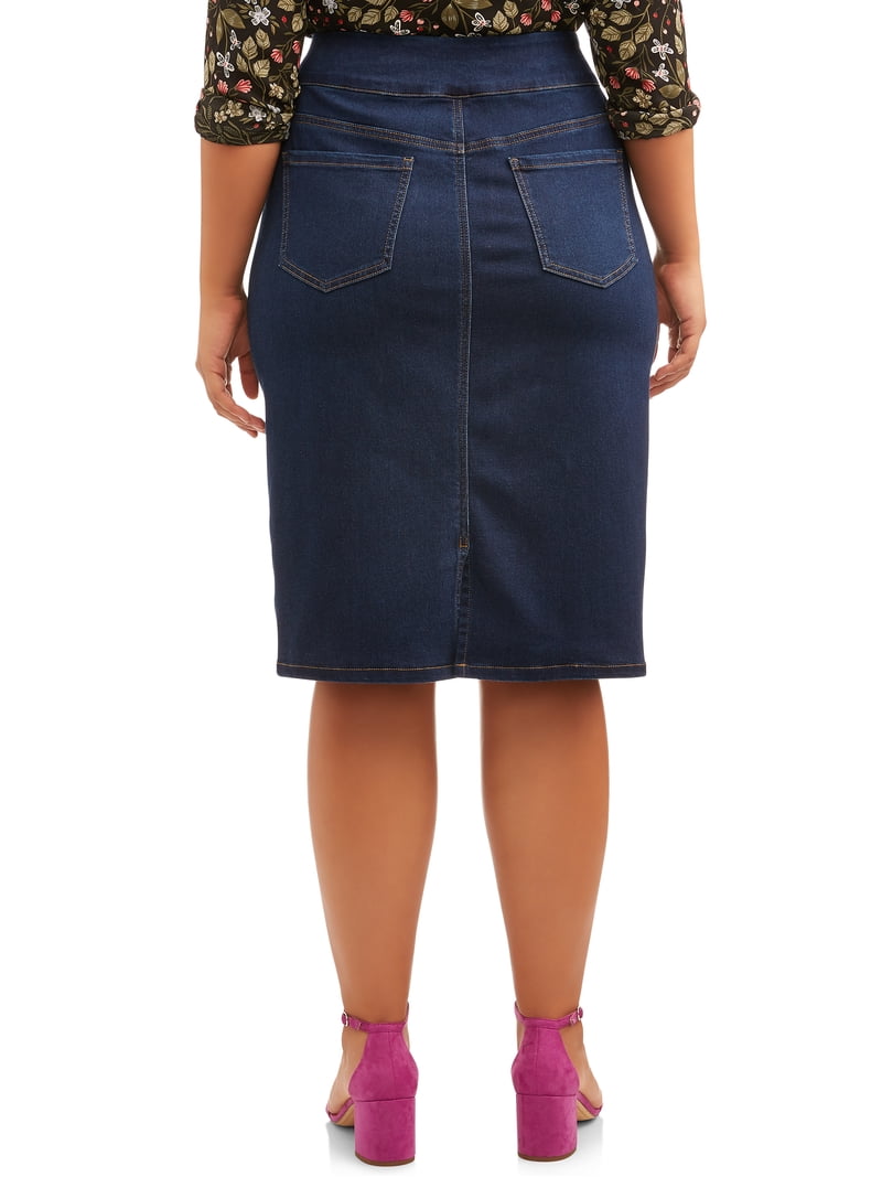 Alivia Ford Women's Plus Size Pull-On Denim Skirt - Walmart.com