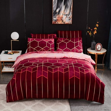 Duvet Cover, Pink And Gold Geometric Duvet Cover Sets