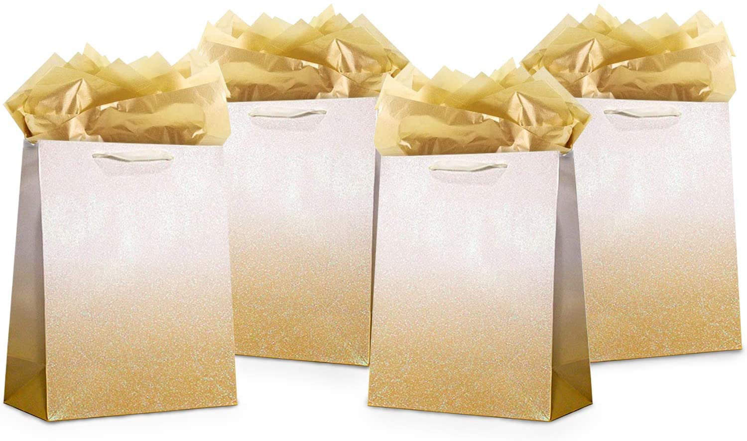 Medium Metallic Gold Kraft Gift Bags 10ct