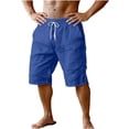 thumbnail image 5 of lcziwo Mens Gym Shorts with Pockets Classic Fit Outdoor Elastic Waist Hiking Shorts Cotton Linen Camping Fishing Travel Drawstring Chino Short Blue XXL, 5 of 8