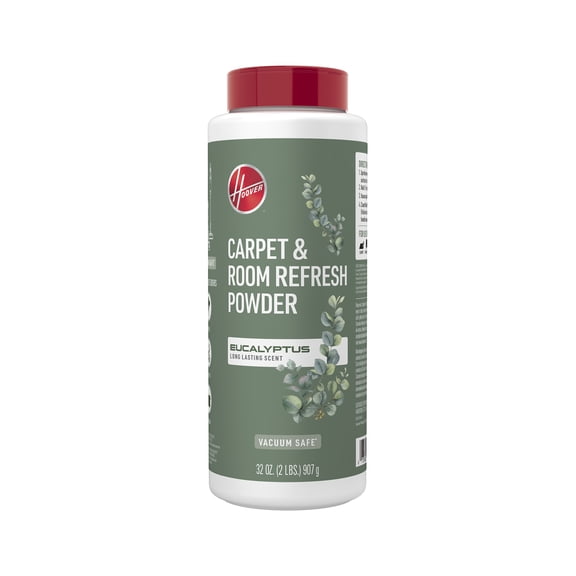 Hoover Carpet & Room Refresher Carpet Powder, Eucalyptus Scent, for Carpet, Rugs, and Upholstery, Vacuum Safe, Odor Eliminator, AH31214, 32 oz.