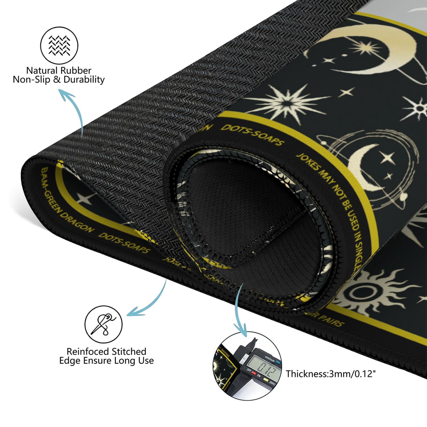 Gothic Mahjong Mat with Rules, 31.5*31.5in Anti Slip American Mahjong Mat for Table, Noise Reduction, Neoprene Mah jongg Mats with Carrying Bag & 3 Dices, Mahjong Set Gift, Board Tile Games Mats