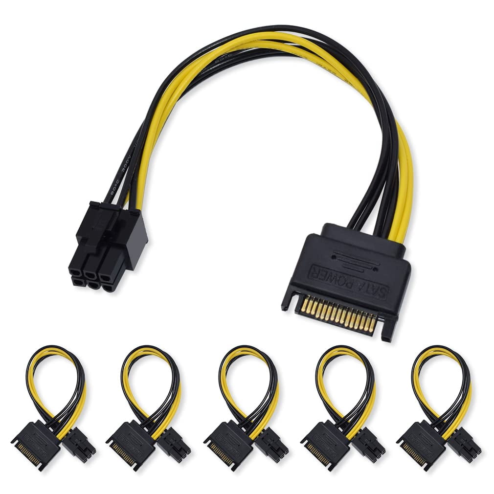 Buy SATA Power Cable 15 Pin Male to 6 Pin PCIe Graphic Video Card