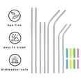 thumbnail image 4 of Vertall Reusable Drinking Straws, Set of 8 (4 Straight & 4 Bent, 8.5” & 10.5” - 1/4" Diameter, Silver, 4 of 4