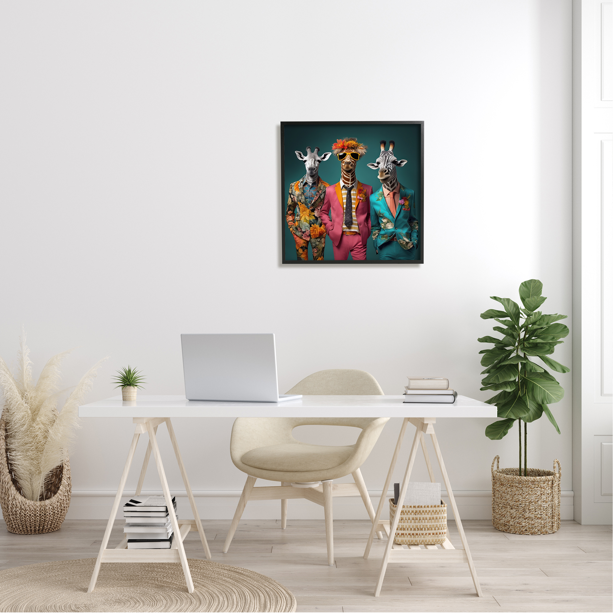 Stupell Industries Wildlife in Formal Fashion Animals & Insects Painting Black Framed Art Print Wall Art, 24 x 24