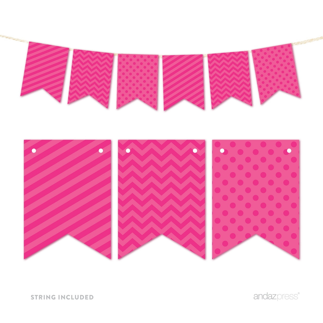 Fuchsia Hanging Pennant Banner Party Garland Decor