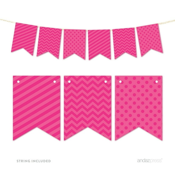 Fuchsia Hanging Pennant Banner Party Garland Decor