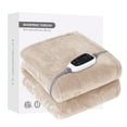 thumbnail image 4 of ThermaSnug Silky Soft Heated Electric Throw Flannel Cozy Soft Blanket with 6 Heat Settings, Heating Throw Blanket for Bed or Sofa，Machine Washable, Beige Ivory, 50"x60", 4 of 10