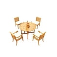 thumbnail image 4 of Grade-A Teak Dining Set: 3 Seater 4 Pc: 48" Round Butterfly Table And 3 Hari Stacking Arm Chairs Outdoor Patio WholesaleTeak #51HR0904, 4 of 4