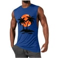thumbnail image 7 of VBTAPA Prime Today Clearance! Mens Graphic Tank Tops Palm Tree Sunset Print Sleeveless Cut Off Shirts Cotton Casual Workout Muscle Tees Blue S, 7 of 7