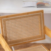 Costway Set of 2 Rattan Accent Chairs Mid Century Dining Armchair Bamboo Frame Kitchen Natural