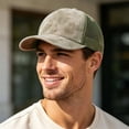 thumbnail image 3 of Suede Baseball Cap for Men Women Curved Brim Mesh Back Breathable Trucker Hat, 3 of 5