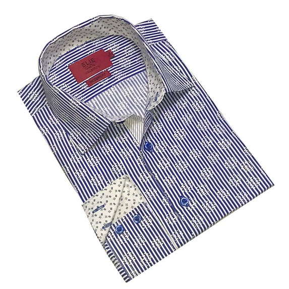 Elie Balleh Blue Pinstripe Boy's Dress Casual Button Down Shirt