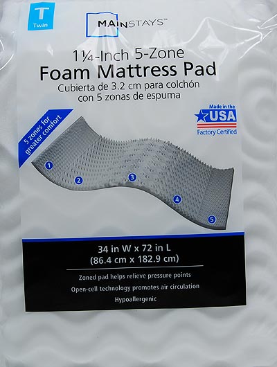 Mainstays 1.25" 5 Zone Hypoallergenic Mattress Topper, 1 Each, Twin - image 2 of 2