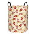 thumbnail image 2 of Balery Cartoon Popcorn Round Laundry Basket with Handles Waterproof Freestanding Laundry Hamper for Clothes Toys in the Dorm and Family-, 2 of 8