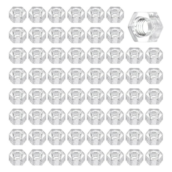 Uxcell 80Pcs Clear Hex Nuts Assortment, M5 Fine Thread Hex Machine Screw Nuts