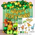 thumbnail image 5 of Decoración para fiesta de cumpleaños de dinosaurios, vasos de papel, platos, manteles, fondo de paja, vajilla, globos, suministros para fiestas de bebés y niños, 5 of 5