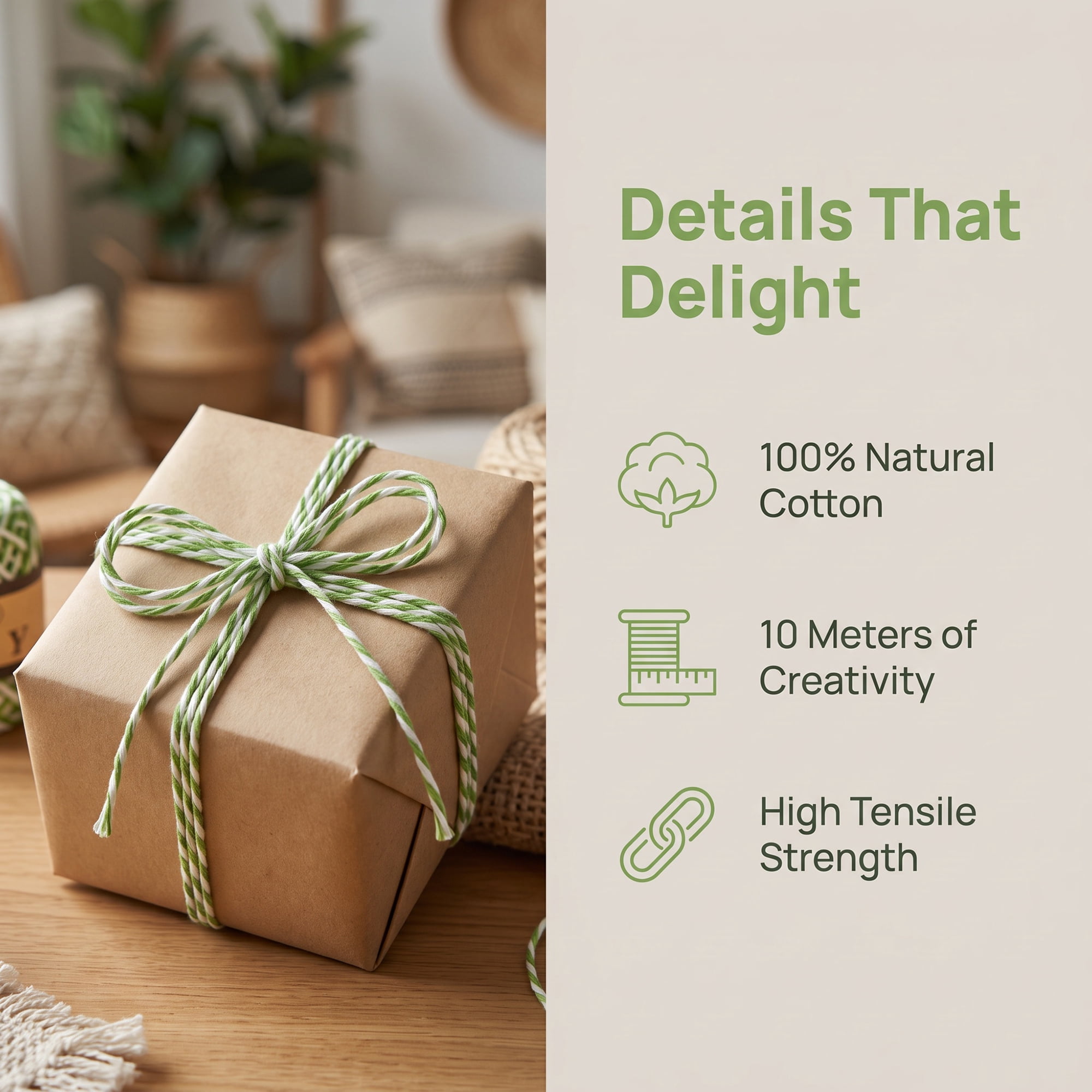 Unique Bargains Twine for Gift Wrapping and Crafting Uses Green 10 Meters