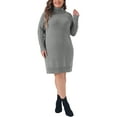 thumbnail image 2 of GRACE & GRANDEUR Chandails Grande Taille pour Femmes à Manches Longues Col Roulé Chandail Chaud Hauts Gris 1X, 2 of 5