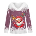 thumbnail image 5 of WEAIXIMIUNG T-Shirt à Manches Longues Imprimé de Noël pour Femmes Automne Hiver Mode Décontractée Col en V, 5 of 5