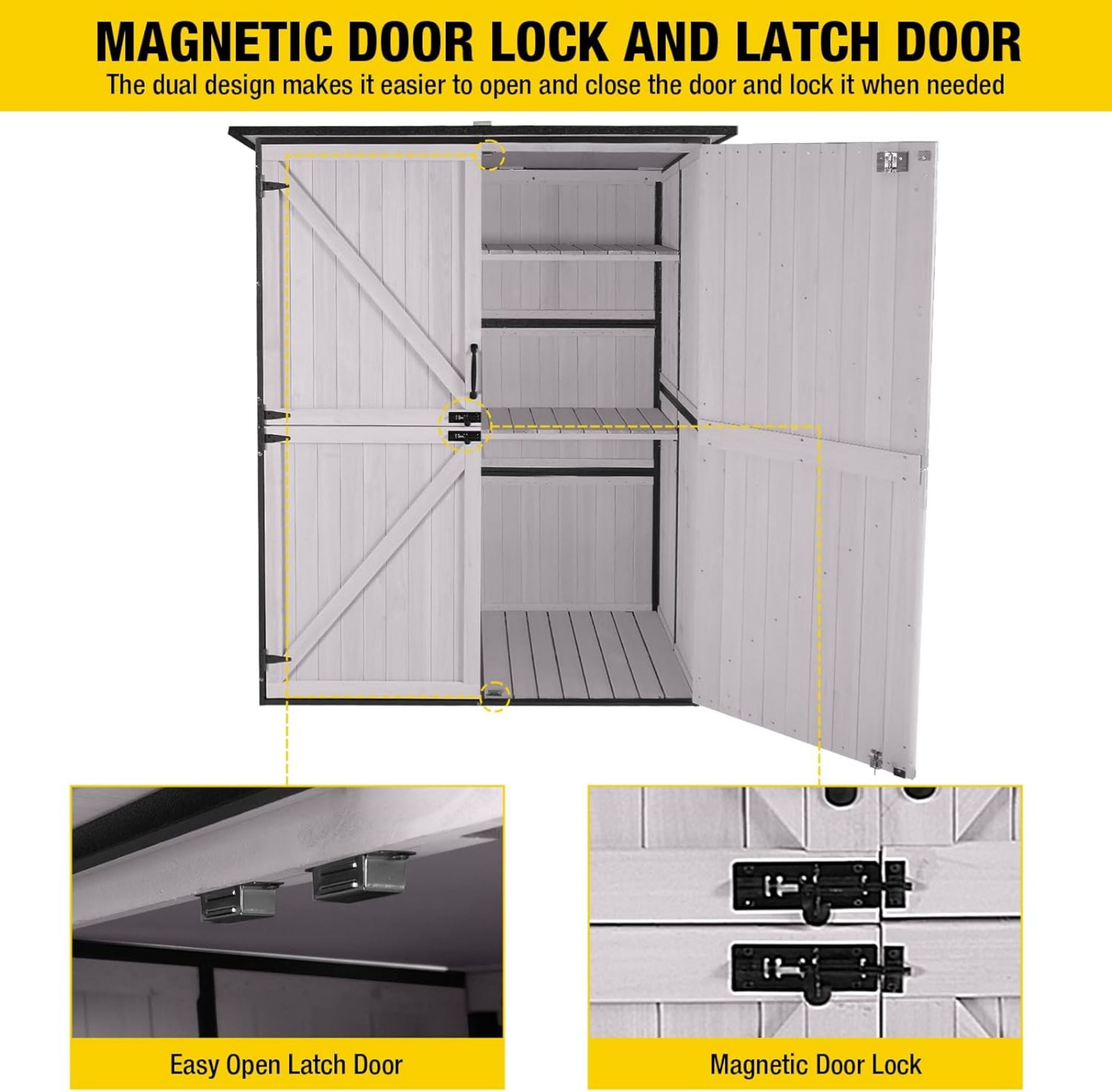 AIVITUVIN Outdoor Storage Shed Metal Frame Tool Garden Shed with Floor and Lockable Door for Patio Backyard Lawn