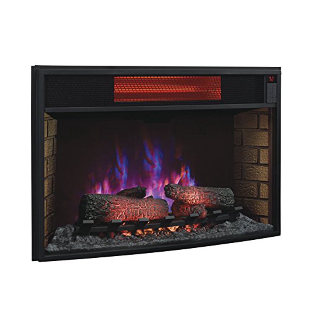 32" Curved Infrared Quartz Fireplace Insert with Safer Plug Walmart