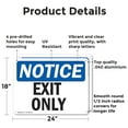 thumbnail image 2 of (2 Pack) Exit Only OSHA Notice Sign 24 Inch X 18 Inch Indoor / Outdoor Rust-Free Aluminum Metal Signs for Workplace, Workshop, and Construction Site, Made in the USA, 2 of 8