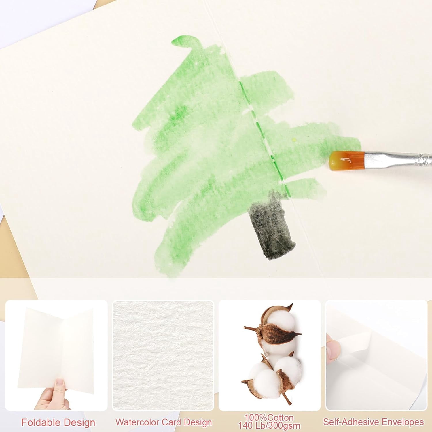 EP 70 Sets Blank Watercolor Cards with Envelopes, 140lb/300GSM Cotton Watercolor Paper Cards, 4 x 6 in Foldable Watercolor Postcards with Envelopes for Greeting Cards Birthday Wedding Invitations