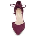 thumbnail image 6 of BLISSFUL STEP Women's High Block Heels Pointed Toe Ankle Strap Dress Shoes​ Burgundy 7, 6 of 8