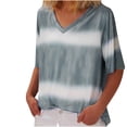thumbnail image 2 of CEHVOM T-Shirt Dégradé pour Femmes, Col en V, Manches Courtes, Décontracté, 2 of 6
